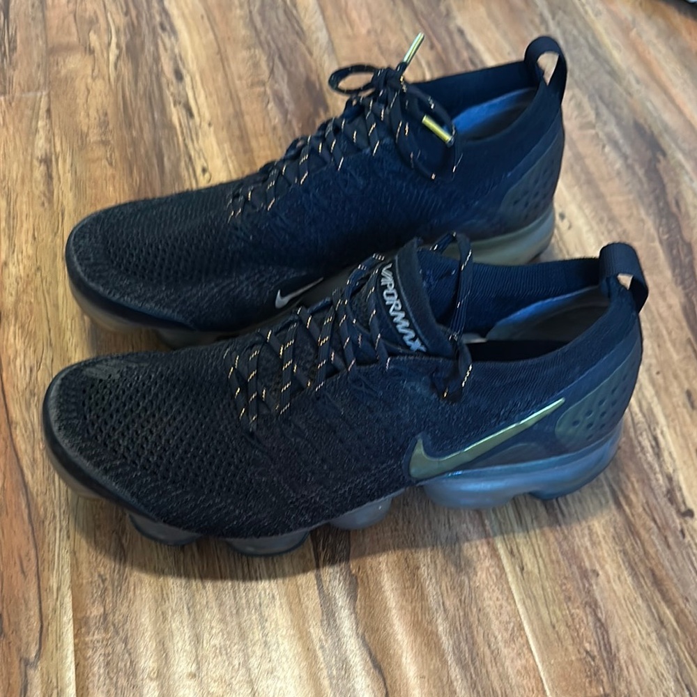 Nike Black VaporMax Athletic Shoes with Flyknit Upper